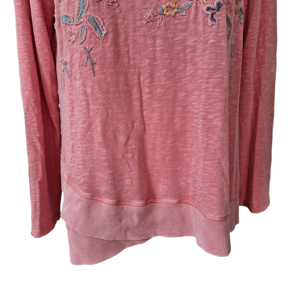 Sundance Friends Always Tunic Pink Embroidered Cotton Floral Raw Edge szM - Picture 5 of 11